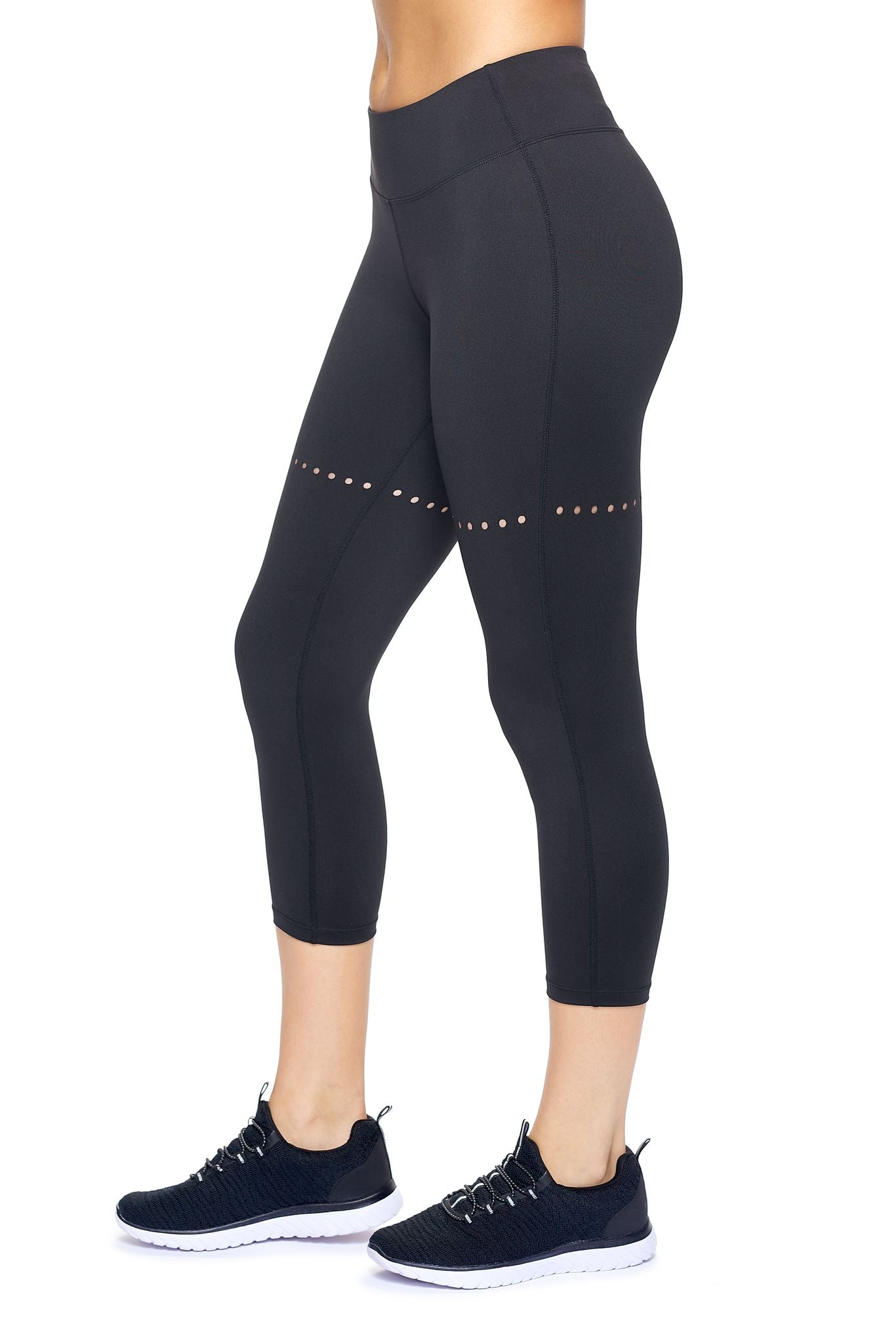 Mid-Rise Faux Seam Laser Cut Capri Leggings