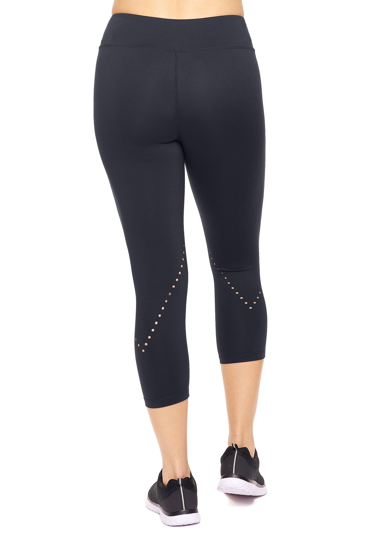 Mid-Rise Diamond Laser Cut Capri Leggings