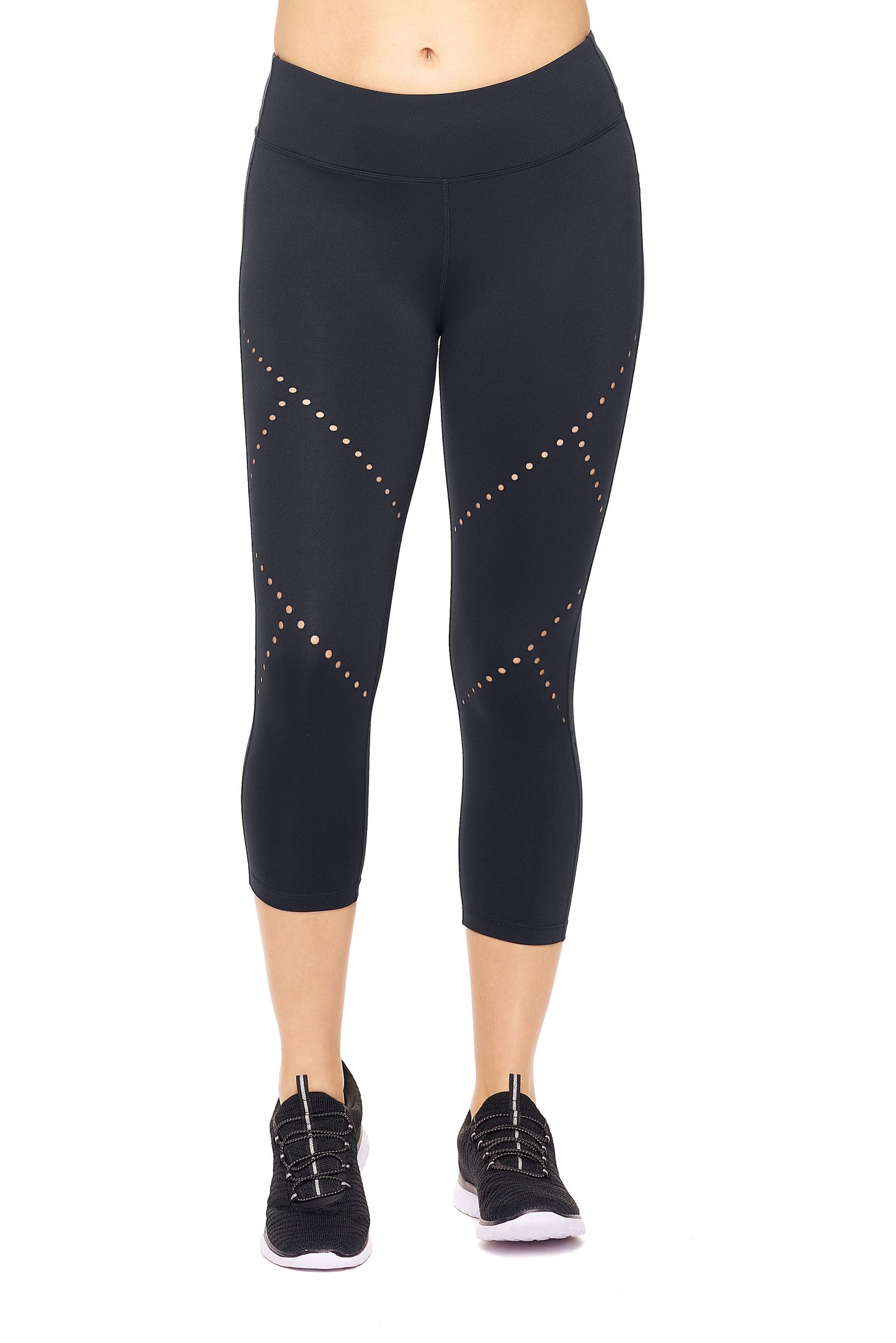 Mid-Rise Diamond Laser Cut Capri Leggings