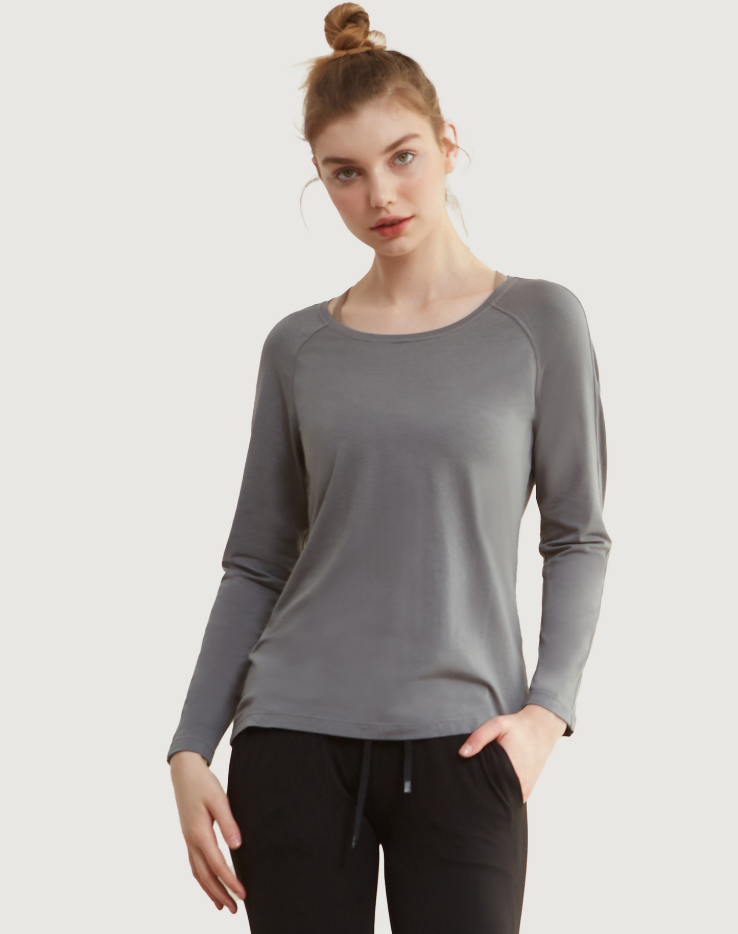 Rebody Essentials Scooped Long Sleeve Top