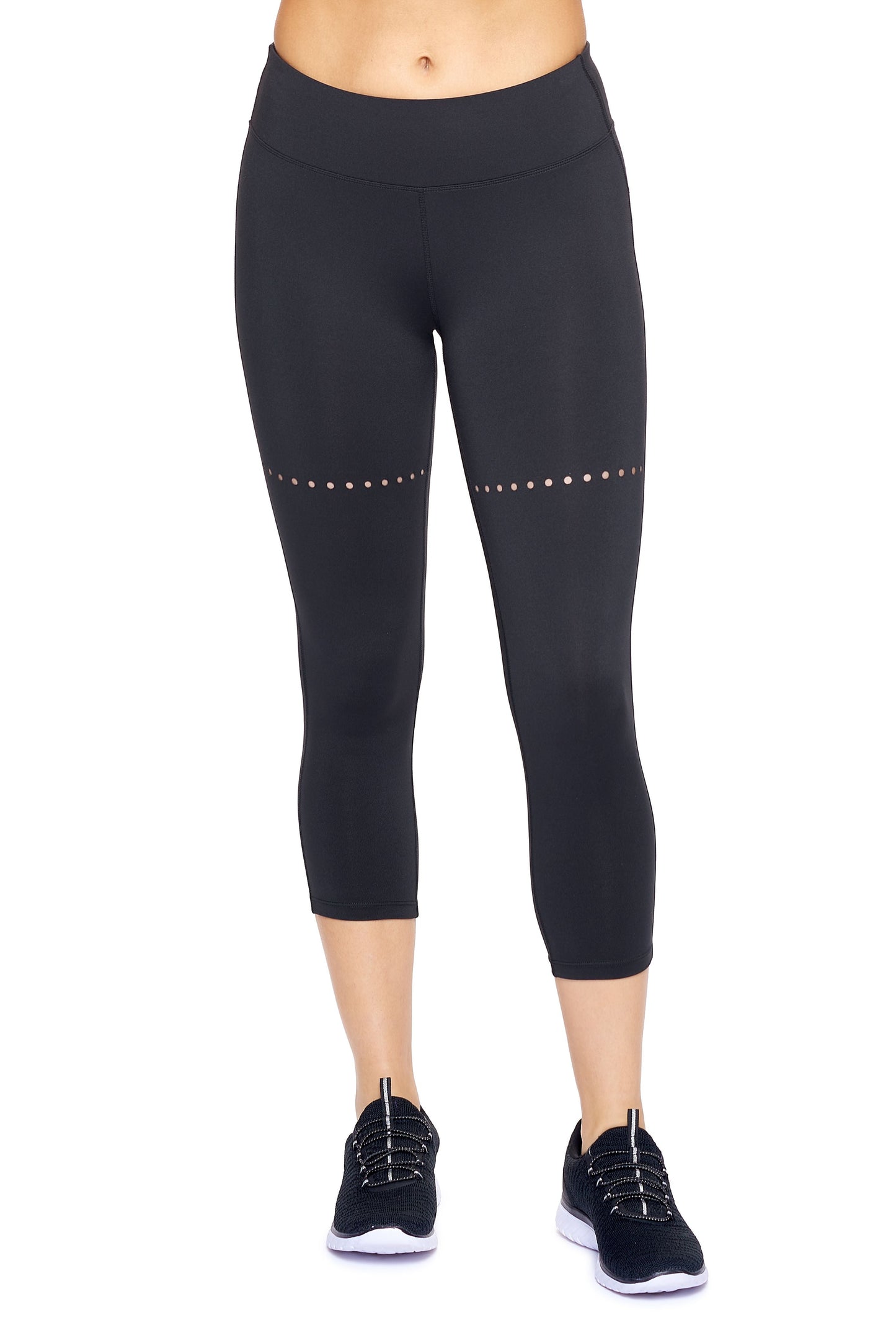 Mid-Rise Faux Seam Laser Cut Capri Leggings