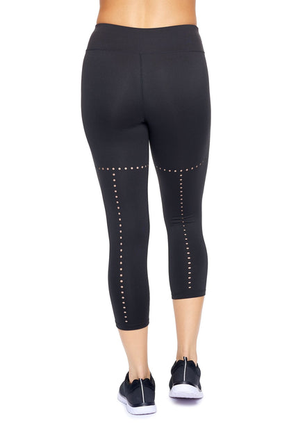 Mid-Rise Faux Seam Laser Cut Capri Leggings