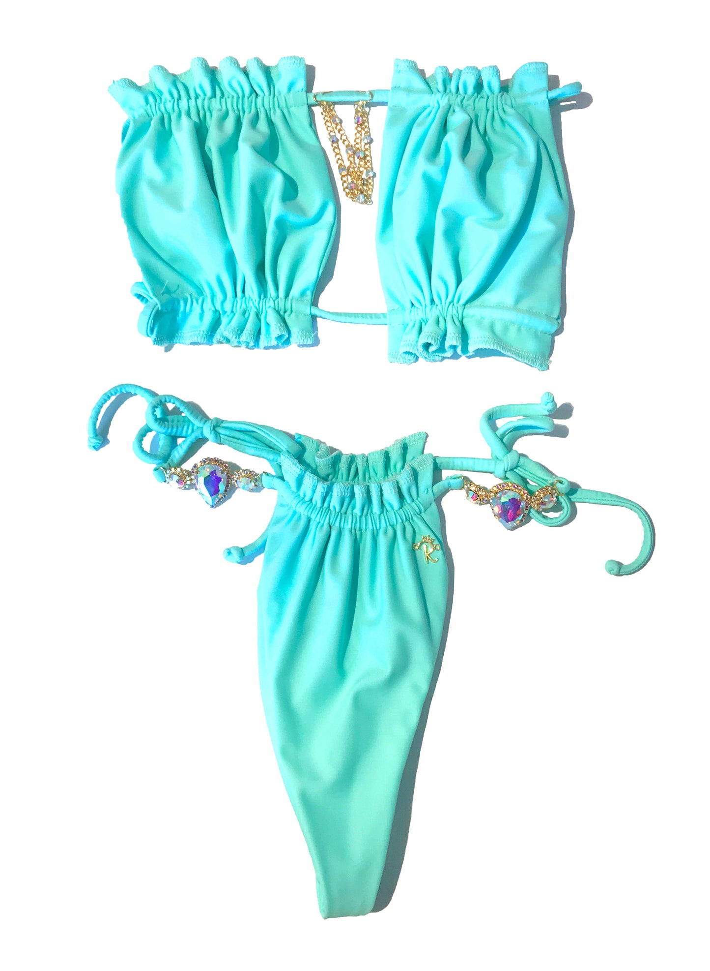 LUXE Candy Bandeau Top & Thong Bottom - Mint Green