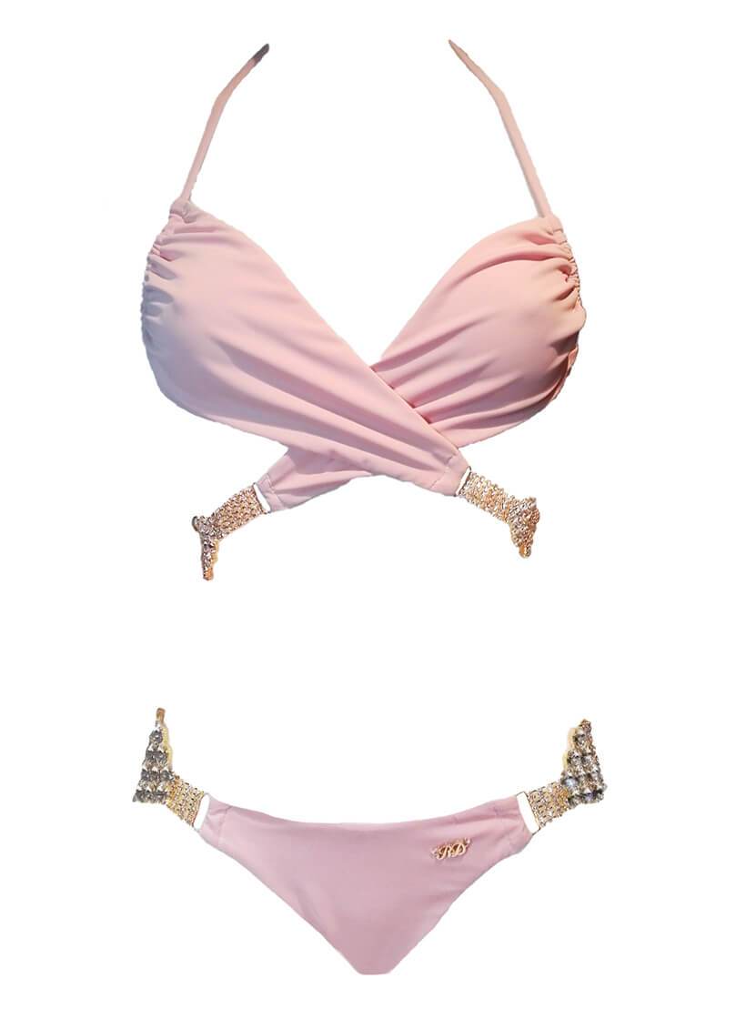 Gina Wrap Top & Skimpy Bottom - Powder Pink