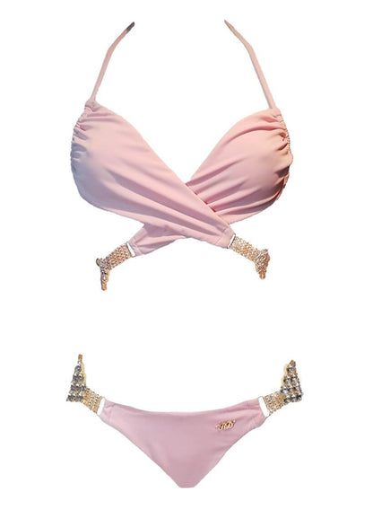 Gina Wrap Top & Skimpy Bottom - Powder Pink