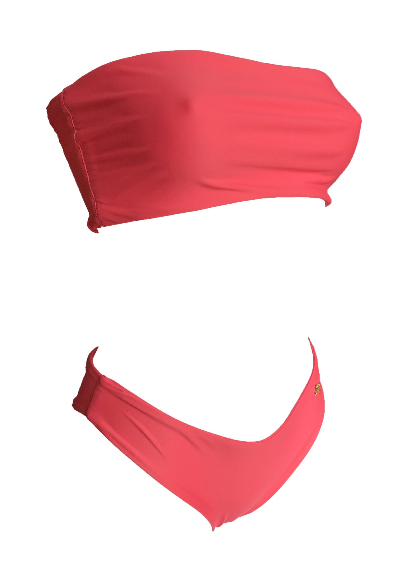 Zoey Bandeau Top & Classic Bottom - Coral