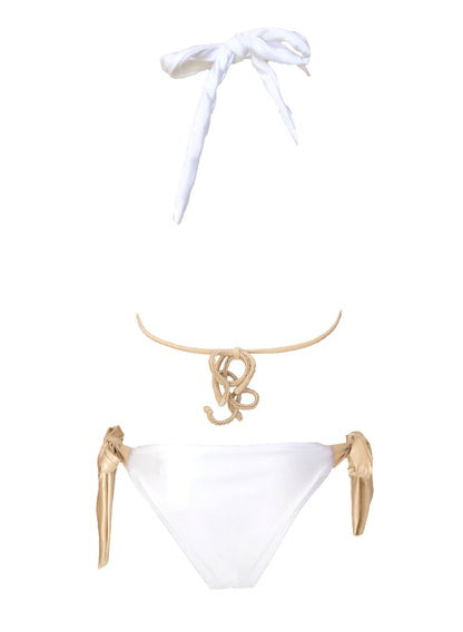 Trish Halter Top & Tie Side Bottom - White