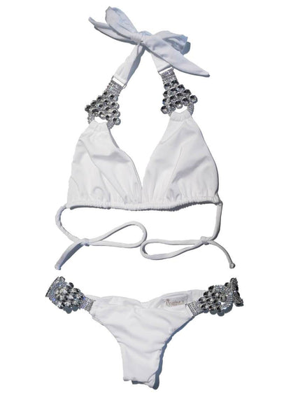 Nicole Halter Top & Skimpy Bottom - White