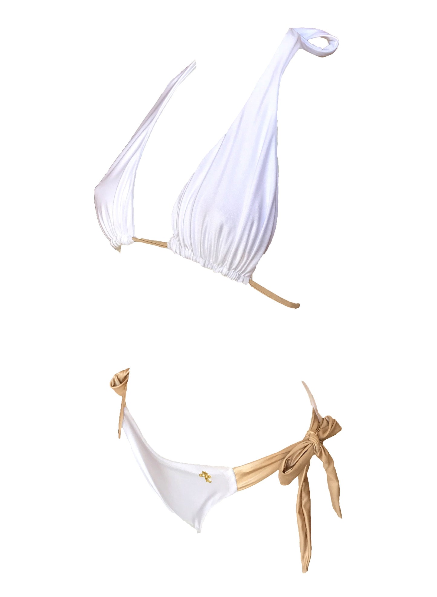 Trish Halter Top & Tie Side Bottom - White