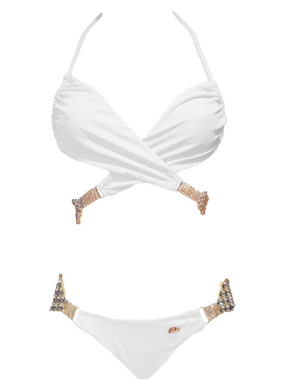 Gina Wrap Top & Skimpy Bottom - White