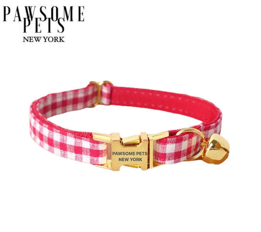Dog & Cat Collar  Red Check