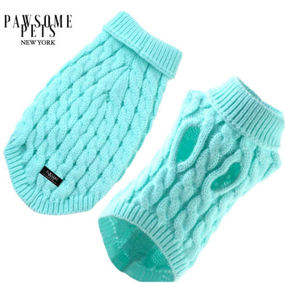 (Extra Warm) Dog and Cat Cable Knit Sweater Green