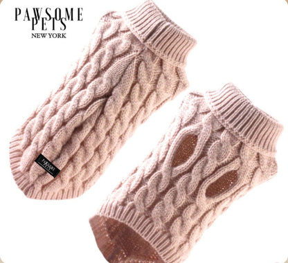 (Extra Warm) Dog and Cat Cable Knit Sweater Beige