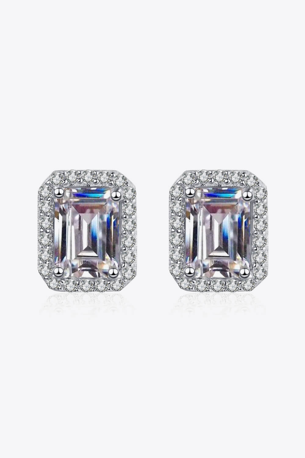 Adored 1 Carat Moissanite Rhodium-Plated Square Stud Earrings