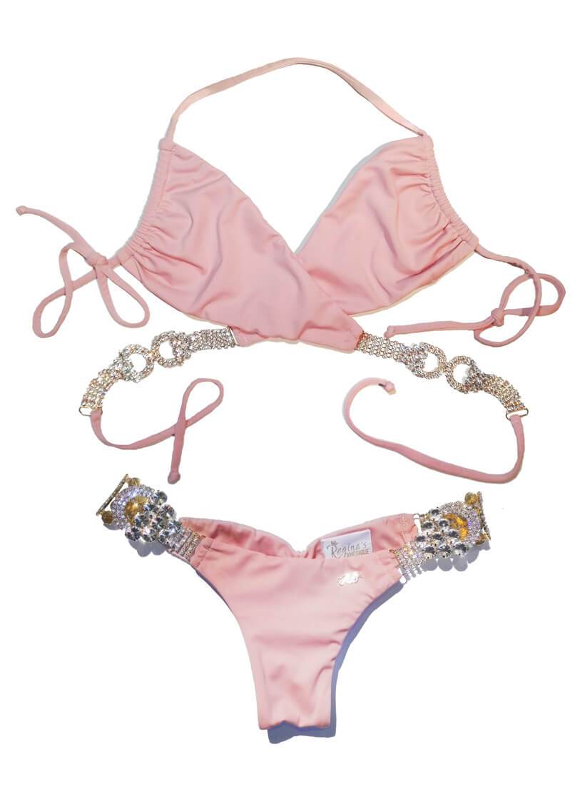 Gina Wrap Top & Skimpy Bottom - Powder Pink