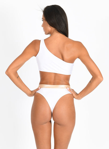 Kira One Shoulder Top & High Waist Bottom - White