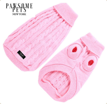 Dog and Cat Cable Knit Sweater Pink