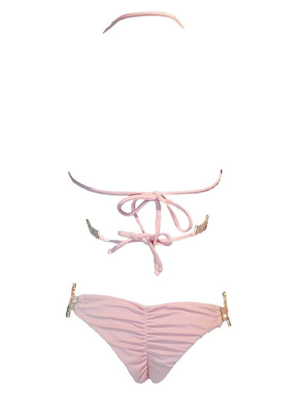 Gina Wrap Top & Skimpy Bottom - Powder Pink