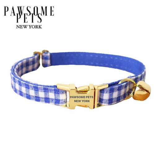 Dog & Cat Collar Blue Check