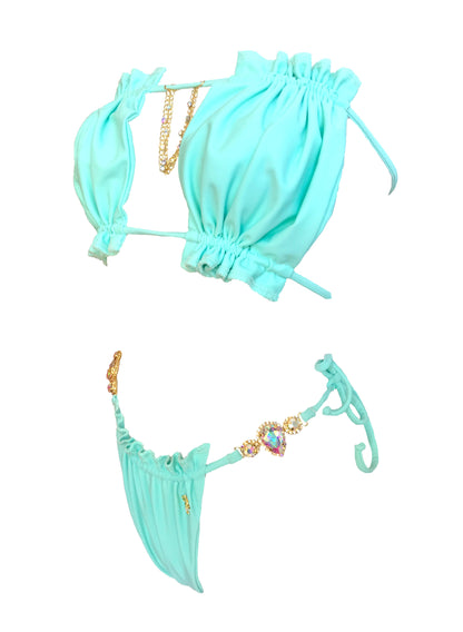 LUXE Candy Bandeau Top & Thong Bottom - Mint Green